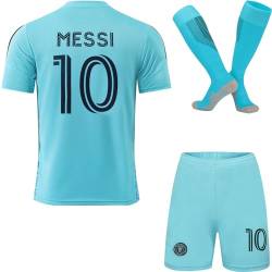 Mikalay Miami Messi #10 Third 2023/2024 Grün Kinder Trikot & Shorts mit Socken Jugendgrößen (Grün,24) von Mikalay