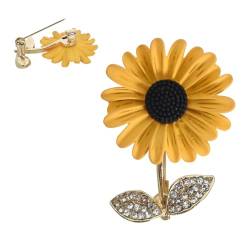 Sonnenblumen Brosche, Damen Elegante Legierung Anstecknadel, Bunte Strass Pins Anstecknadel, Frauen Mädchen Mode Schmuck Brosche, für Pullover, Schals, Schals, Kleider, Anzüge, Taschen, Rucksäcke von Mikihat