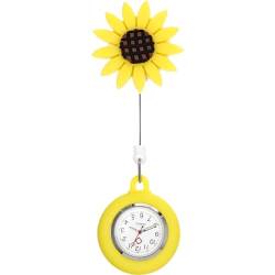 Mikikit 1Stk Sonnenblumen-Krankenschwester-Formular Schwesternuhr im Sonnenblumendesign Revers Uhr Stethoskop Geschenke Taschenuhr für Krankenschwestern hängende Taschenuhr aufsteckbar 3D von Mikikit