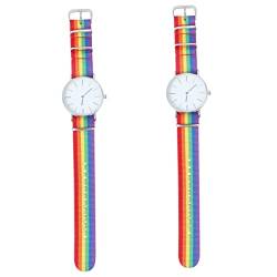 Mikikit 2st Modeuhr Uhrenarmbänder Freizeituhren Für Herren Herrenuhren Armbanduhr Für Männer Studentische Armbanduhr Uhr Im Regenbogendesign Gay-Pride-Uhr Handgelenk Fall Fräulein von Mikikit