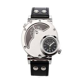 Mikikit 9591 Herrenuhren Dual Time Herrenuhr Quarzuhr Für Herren Mann Rostfreier Stahl Sportuhr von Mikikit