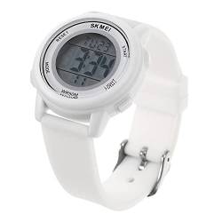 Mikikit Digital Anzeige Sport Uhr Reloj Digital para Mujer Digitaluhr Damen Elektronische Schüleruhr Kinderuhren Armbanduhren Für Jungen Multifunktion Nachtlicht Weiß Abs Kleinkind von Mikikit