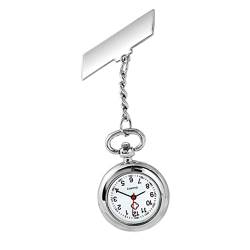 Mikikit Taschenuhr Mit Betrachten Clip Hängende Uhr Taschenuhr Aus Legierung Abzeichen-Clip Digitale Uhren Abzeichen Uhr Pin Anstecken Schwesterntisch Tragbar Krankenschwester von Mikikit