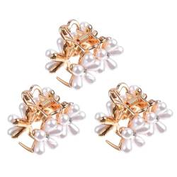 Mikinona 3St Perle Haarspange haarschmuck Haar Klammern Miniclips Haarnadel Krallenclip Haarspangen Haarklammern Mädchen Haarnadel dicht Klauenclip kleine Perle Fräulein von Mikinona