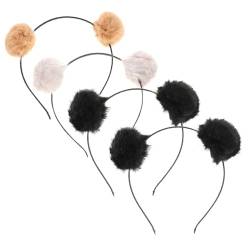 Mikinona 4 Stück Kopfbedeckung Haarschmuck für Damen Pom Pom Stirnband für Weihnachten kinder stirnband stirnbänder kinder kuscheltier Haarbänder Stirnband für Kinder Ohr Zubehör Pufferball von Mikinona