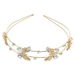 Mikinona 6st Stirnband Haarband Für Damen Schmetterling Kopfschmuck Schmetterlinge Haarnadeln Braut Kopfschmuck Blumenstirnbänder Für Frauen Gold Aushöhlen Zinklegierung Fräulein Diamant von Mikinona