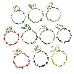 Mikinona Braut Kopfschmuck 10st Rosa Stirnband Damen Stirnbänder Hochzeitshaarschmuck Für Frauen Haarschmuck Mit Blumen Stirnband Hochzeit Rosen-haarschmuck Die Blumen Kranz Braut von Mikinona