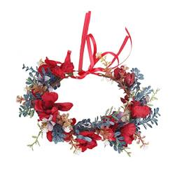 Mikinona Braut-Tiara Brautkranz Stirnbänder Für Mädchen Modische Stirnbänder Weihnachtshaarband Eukalyptus-kranz Stirnband Mit Rosenblüten Guirnaldas Para Rot Blütenkopf Blumen Pp von Mikinona