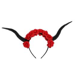 Mikinona Croissant-Stirnband haarschmuck Hörner Antilopenhorn schmücken Kopfbedeckung Harz rot von Mikinona