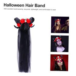 Mikinona Halloween-Stirnband haarschmuck Rose Kopfbedeckung Schleier Hörner Damen Kunststoffharz von Mikinona