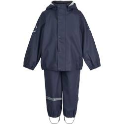 Mikk-line PU Zweiteiliger Regenset mit Trägern 116 Blue Nights | Oeko-TEX Standard 100 | 100% recyceltem PU-Material | Für Jungen Und Mädchen | Regenhose und Regenjacke | Reflektierenden Details von Mikk-line