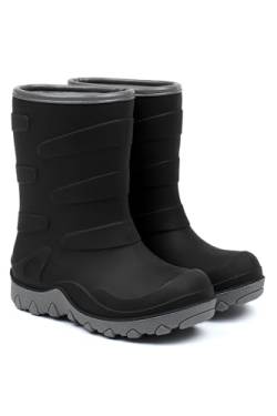 Mikk-line Thermostiefel | Winterstiefel Thermo Gummistiefel 24 Black | Gefüttert | Wasserdicht | Warm Und Isolierend | Winddicht | Thermostiefel aus Naturgummi | Ultra Warm | Schneestiefel von Mikk-line