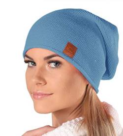 Mikos* Beanie für Damen | Frühling Mütze für Damen in Blau | Herbstmütze Damen | Long Slouch Beanie | Mütze mit hohem Tragecomfort |699 (Jeans) von Mikos