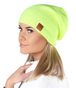 Mikos* Beanie für Damen | Frühling Mütze für Damen in NEON Gelb | Wintermütze Damen | Long Slouch Beanie | Mütze mit hohem Tragecomfort |699 (Neon Gelb) von Mikos