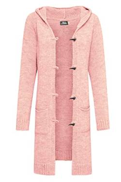 Mikos* Damen Cardigan Herbst Frühling Pullover Lange Strickjacke Winter Frauen Lang Mantel Strickcardigan || Long Lang Pulli mit Kapuze und Taschen 36 38 40 42 S M L XL (905) (Rosa, M) von Mikos