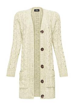 Mikos* Damen Cardigan Lang Elegant Strickjacke Wolle Langarm Strickmantel Mantel Frühling/Winter/Herbst (535) (as3, Alpha, l, Regular, Regular, Hellbeige) von Mikos