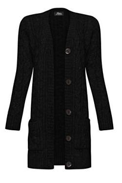 Mikos* Damen Cardigan Lang Elegant Strickjacke Wolle Langarm Strickmantel Mantel Frühling/Winter/Herbst (535) (as3, Alpha, l, Regular, Regular, Schwarz) von Mikos