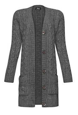 Mikos* Damen Cardigan Lang Elegant Strickjacke Wolle Langarm Strickmantel Mantel Frühling/Winter/Herbst (535) (as3, Alpha, m, Regular, Regular, Grafite) von Mikos