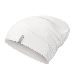 Mikos* Damen Mütze Bamboo Sommer Frühling Soft Beanie für Damen Herren Kind Mädchen Jungen Sommer Dünne Leichte Atmungsaktiv Long Slouch Beanie Chemo Kopfbedeckung(700) (Weiß, XS-S) von Mikos