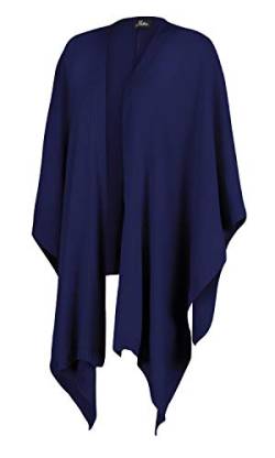 Mikos* Damen Poncho Strick Strickpullover Eleganter Pulli Herbst Winter Viele Farben Eine Größe (991) (Blau) von Mikos