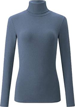 Mikos* Damen Pullover Baumwolle Langarm Rollkragen Rollkragenpullover Herbst Winter Slimfit Klassischer Schnitt Schwarz Grau S M (DE/NL/SE/PL, Alphanumerisch, M, Regular, Regular, Blau) von Mikos