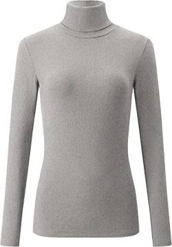 Mikos* Damen Pullover Baumwolle Leichter Rollkragenpullover Herbst Winter Slim Fit Klassischer Rollkragen Langarm (705) (as3, Alpha, m, Regular, Regular, Grau) von Mikos