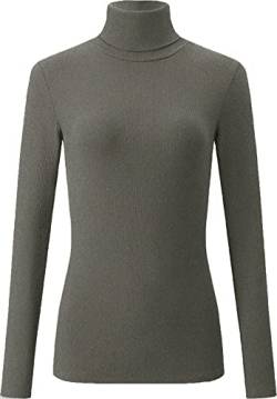 Mikos* Damen Pullover Baumwolle Leichter Rollkragenpullover Herbst Winter Slimfit Klassischer Schnitt Schwarz Grau (705) (DE/NL/SE/PL, Alphanumerisch, L, Regular, Regular, Dunkelgrau) von Mikos