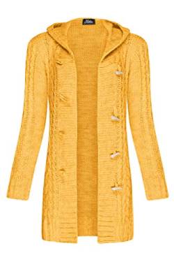 Mikos* Damen Strickjacke Warm WolleCardigan Winter Herbst Langarm Strickmantel mit Kapuze (951) (Curry, L) von Mikos