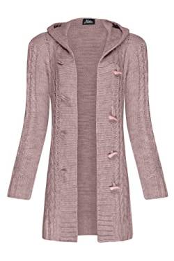 Mikos* Damen Strickjacke Warm WolleCardigan Winter Herbst Langarm Strickmantel mit Kapuze (951) (Mokka, L) von Mikos