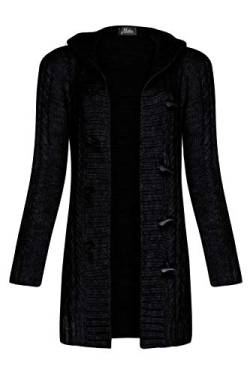 Mikos* Damen Strickjacke Warm WolleCardigan Winter Herbst Langarm Strickmantel mit Kapuze (951) (Schwarz, L) von Mikos