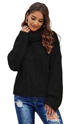 Mikos* Elegant Rollkragenpullover Strickpullover Damen Winterpullover II Oversize Strickpulli II Lässig Sweater 36 38 40 (692) (Schwarz) von Mikos