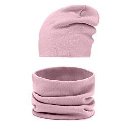 Mikos* Winter Set II Trendige Termo Winter Set Mütze und Loopschal II Schal-Mützen-Kombi Unisex (695) (Rosa) von Mikos