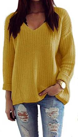 Mikos*Damen Pullover Winter Casual Long Sleeve Loose Strick Pullover Sweater Top Outwear (627) *Hergestellt in der EU - Kein Asienimport* (Senf) von Mikos