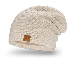 Mikos * Damen Frauen Herren Mütze Winter Strickmütze Wintermütze Gefütterte Beanie Unisex (654) (Beige) von Mikos