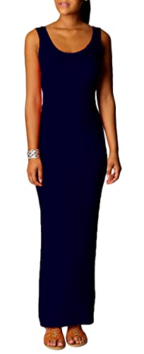 Mikos Damen Boho-Sommerkleid, ärmelloses Stretch-Maxikleid, Langes Hippie-Strandkleid, Langes Oberteil, Kleid (326) (L, Blau) von Mikos