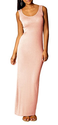 Mikos Damen Boho-Sommerkleid, ärmelloses Stretch-Maxikleid, Langes Hippie-Strandkleid, Langes Oberteil, Kleid (326) (S, Rosa) von Mikos