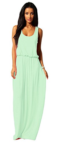 Mikos Damen-Kleid, Bodenlanges Maxikleid, ideal für Sommer und Urlaub, Boho-Style S M L 36 38 40 (369) (Minze, S/M) von Mikos