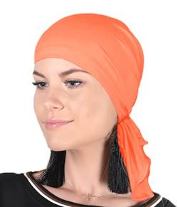 Soft Mütze aus Bambus Chemo Kopftuch für Frauen, Beanie für Damen, Mädchen || Sommer Herbst Frühling Long Slouch Beanie, Krebspatienten Kopfbedeckung Turban Eco Fiendly (Orange) von Mikos