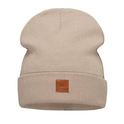 Wintermütze für Damen Herren Beanie Mütze Doppellagiger Herbstmütze Baumwollmütze für Frauen Männer Junge-n Mädchen Streetwear Joggingmütze Winter Herbst Beany Einheitsgröße für alle (704) (Beige) von Mikos