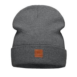 Wintermütze für Damen Herren Beanie Mütze Doppellagiger Herbstmütze Baumwollmütze für Frauen Männer Junge-n Mädchen Streetwear Joggingmütze Winter Herbst Beany Einheitsgröße für alle (704) (Grafite) von Mikos