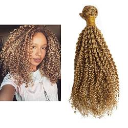 Mila 14"/35cm Honigblond 27# Tressen Echthaar Extensions Brazilian Virgin Hair Blonde Bundles 100G/PC Kinky Curly 100% Remy Haarverlängerungen von Mila Hair