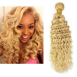 Mila 1PC Blond Platine 613# Echthaar Tressen Lockig Deep Wave Style Brazilian Hair Bundles Blonde 100g 26"/65cm von Mila Hair