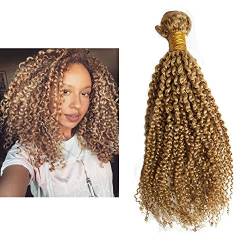 Mila 22"/55cm Honigblond 27# Tressen Echthaar Extensions Brazilian Virgin Hair Blonde Bundles 100G/PC Kinky Curly 100% Remy Haarverlängerungen von Mila Hair