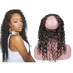 Mila 360 Full Lace Frontal Lockig/Deep Wave Brasilianisches Virgin Echthaar Frontal Closure Curly 100% Remy Hair mit Baby Haare Natürlichen Schwarz 100g/pc 18"/45cm von Mila Hair