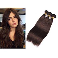 Mila 3pc Extensions Tressen Dunkelbraunes Haar Glatt 100% Remy Echthaar Brazilian Virgin Hair Bundles Dark Brown (12"12"12") von Mila Hair