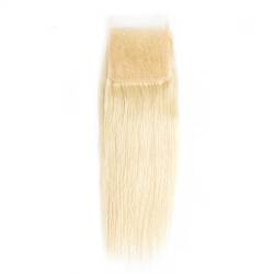 Mila Blonde 613# Echthaar Glatt Lace Closure 100% Remy Human Hair Closure Free Part (4"×4") with Baby Hair 16"/40cm von Mila Hair