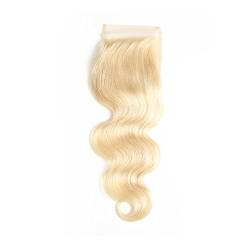 Mila Blonde 613# Echthaar Lace Closure 100% Remy Human Hair Closure Brazilian Hair Body Wave Free Part (4"×4") with Baby Hair 10"/25cm von Mila Hair