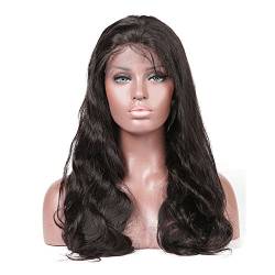 Mila Brazilian Virgin Hair Body Wave Glueless Lace Wig 100% Echthaar Perücke Gewellt Haar Lace Front Wig Natural Black 1B 14inch/35cm von Mila Hair