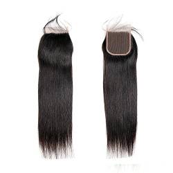 Mila Echthaar Lace Closure (4"×4") Free Part Glatt Brasilianischen Virgin Hair Closure Naturliche Schwarz Human Remy Hair Spitze Closure 16"/40cm von Mila Hair