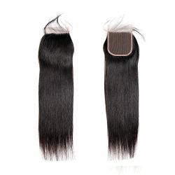 Mila Echthaar Lace Closure (4"×4") Free Part Glatt Brasilianischen Virgin Hair Closure Naturliche Schwarz Human Remy Hair Spitze Closure 20"/50cm von Mila Hair